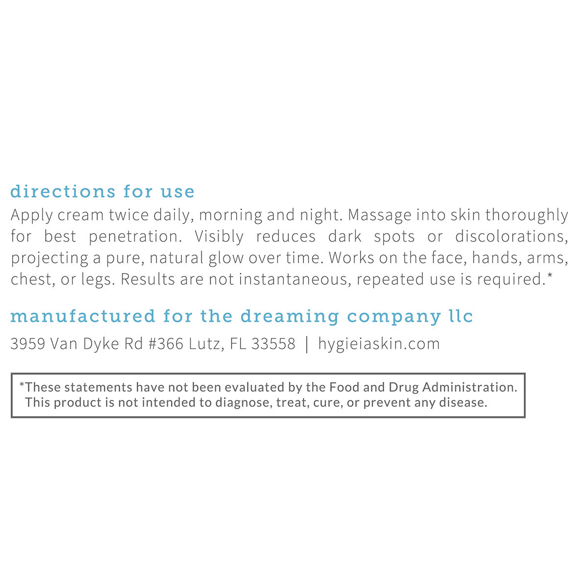 Dark / Age / Sun Spot Diminishing Cream